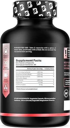 Miniatura 3 de Suplemento de inositol para mujeres Suplemento DIM con mio y D-Chiro inositol, Dong Quai y BioPerine Balance hormonal para mujeres Suplementos de