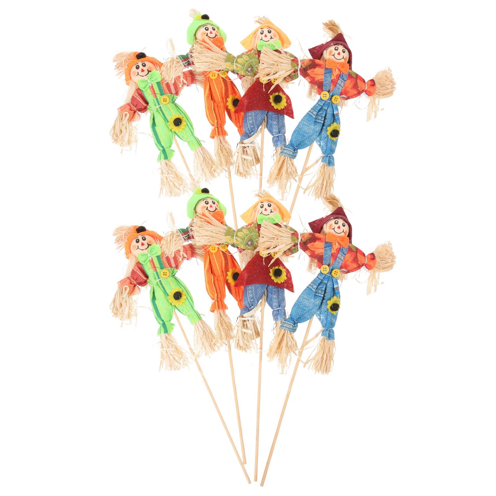 8 espantapájaros de jardín para Halloween de tela y bambú con diseño original