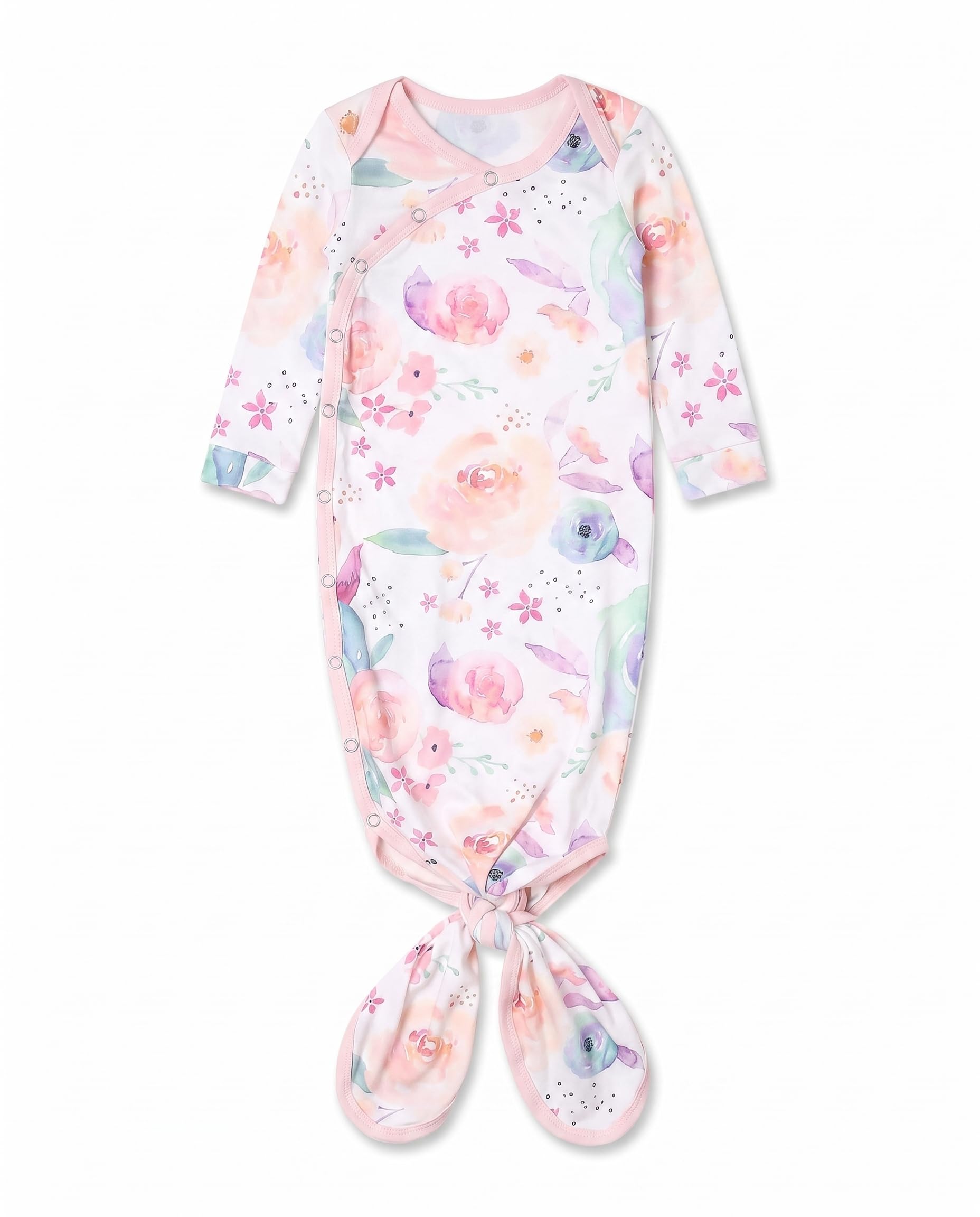 Copper Pearl Baby Gown - Knotted Newborn Sleepers for Baby Girl, Soft Stretchy Long Sleeve Infant Gowns with Bottom Tie and Hand Mittens, Perfect