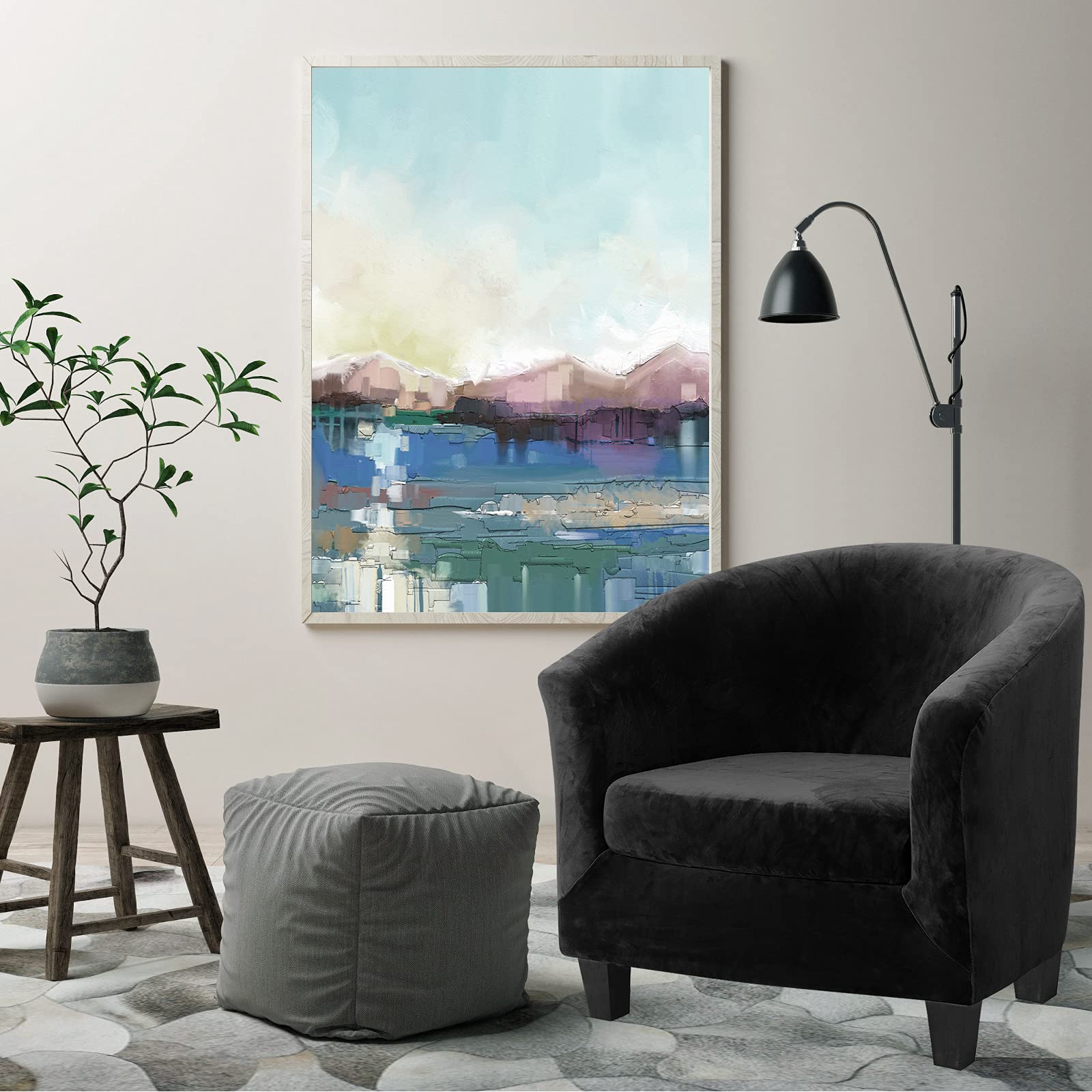 TOPCHANCES Sesselschoner Sesselhusse Sesselüberwürfe,Ausziehbar Elastisch Sessel Velours Sesselbezug mit Armlehnen für Cafe Stuhl Clubsessel Loungesessel Cocktailsessel