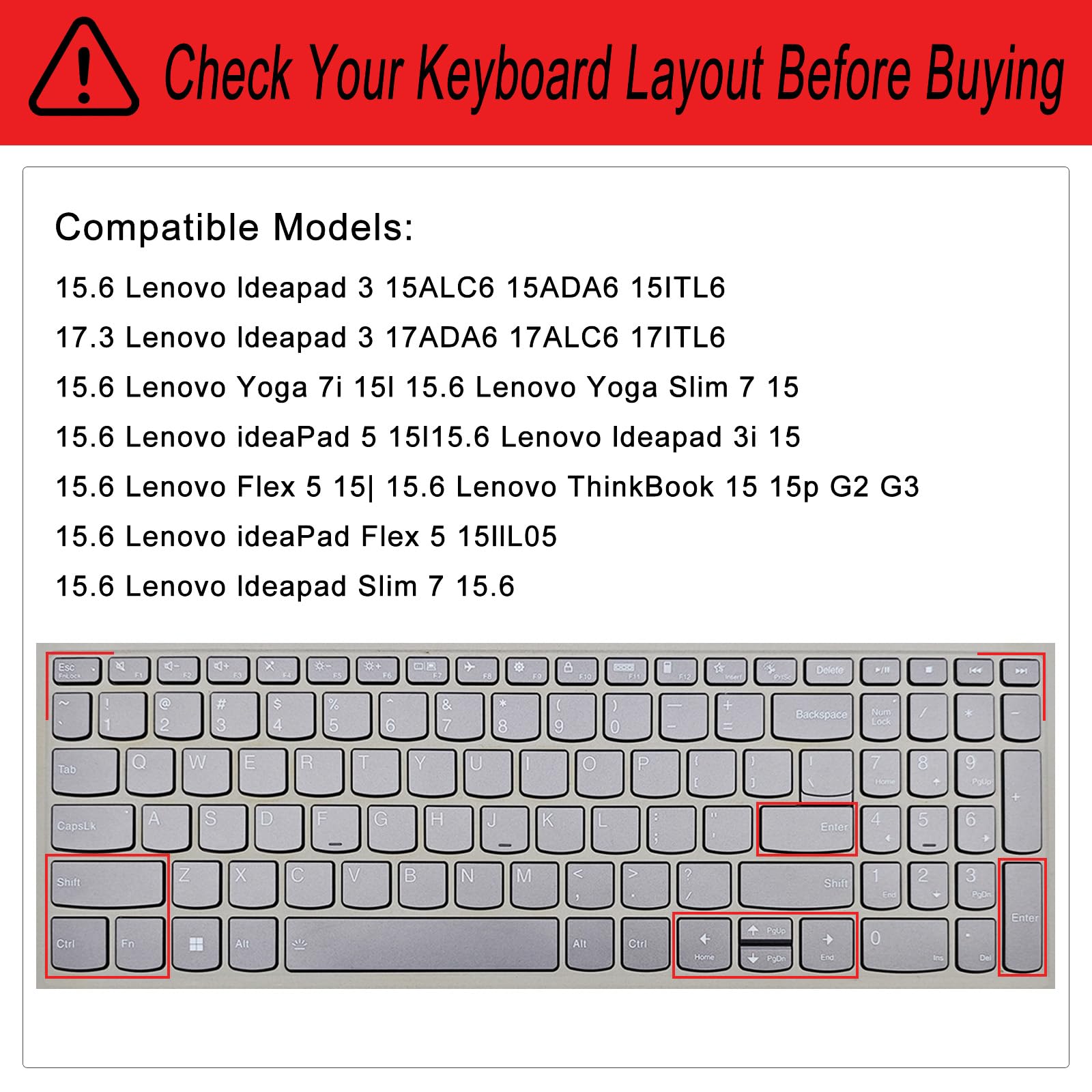 YongMai Keyboard Cover for Lenovo Yoga 7i 15.6