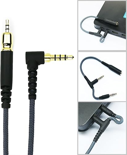 Miniatura 2 de NewFantasia Cable de audio de repuesto compatible con auriculares Sennheiser Game ONE, Game Zero, PC 373D, PC 37X, GSP 350, GSP 500, GSP 600 3.9 ft4