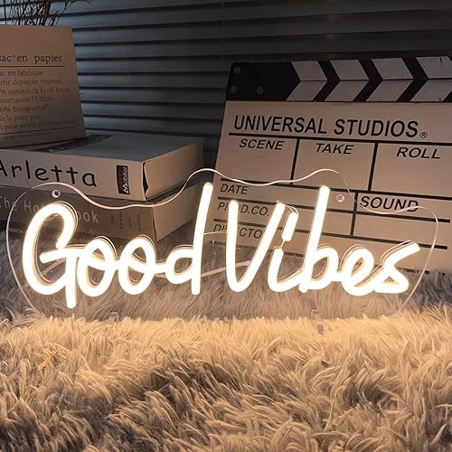 Miniatura 6 de Letrero de Neón con Número de Mesa Good Vibes, Lámpara de Escritorio, Luz Nocturna, Letrero de Neón LED con Letras para Boda, Decoraciones de Mesa
