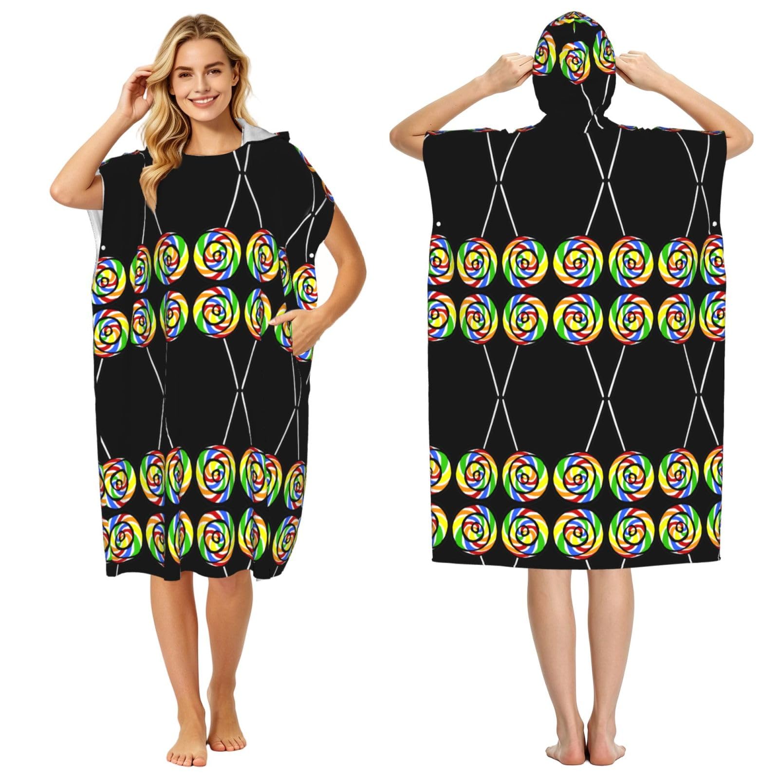 Poncho à capuche microfibre Lollipop adulte pour le surf et la natation