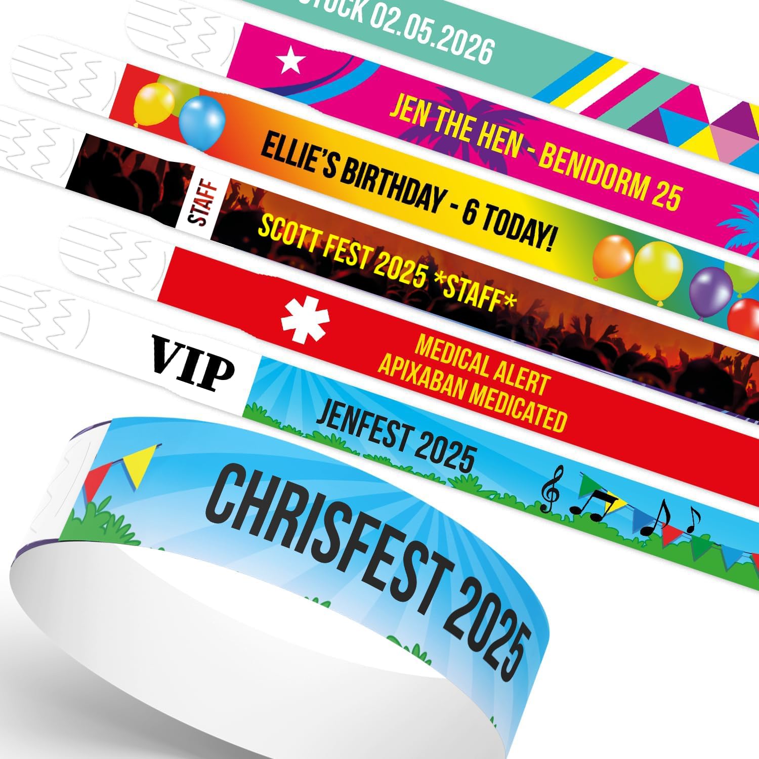 100 Personalised Design Your Own Bespoke Wristbands Background Image Text Choice 18x265mm Primary Teaching Services