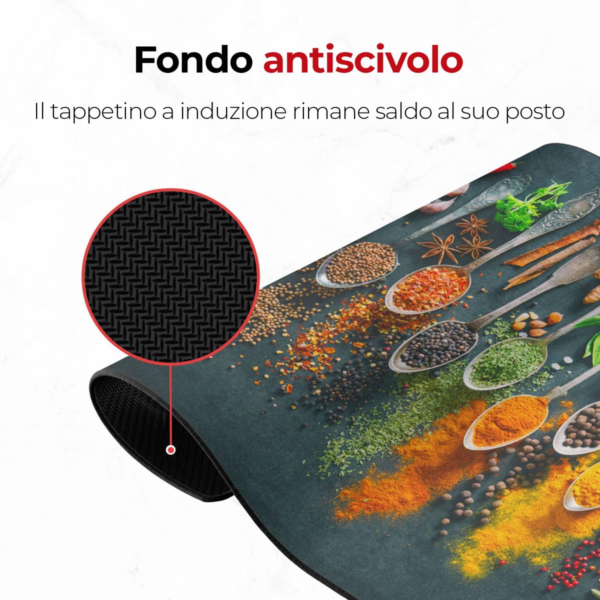 Copri Piano Cottura Induzione Cucchiai per erbe e spezie - 60x52 cm - Cucina Coprifornelli Protezione - Tappetino Protettivo per Induzione - Pannello Paraschizzi Cucina