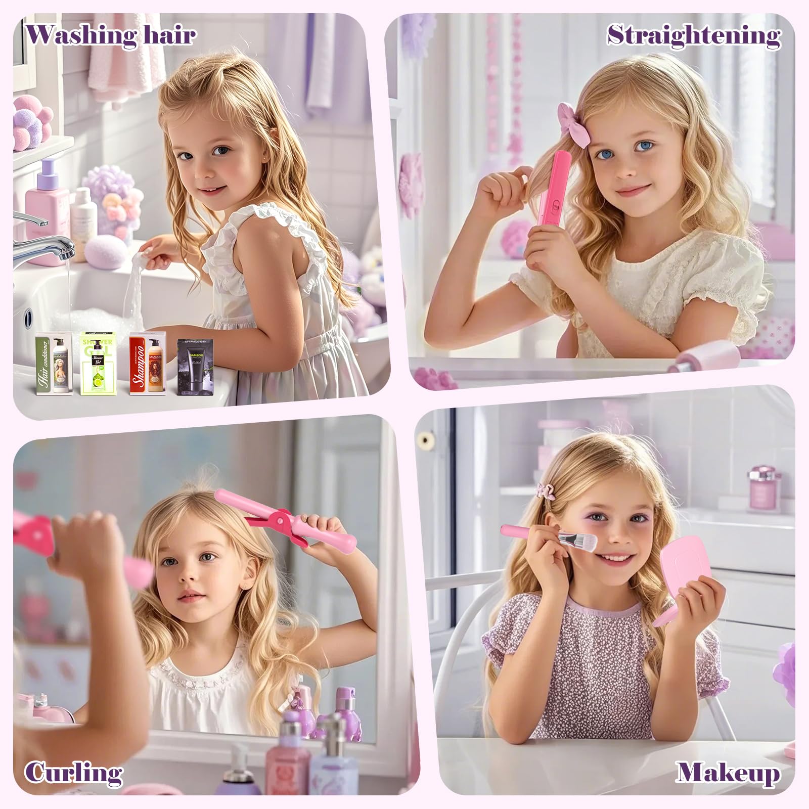 Tacobear Friseur Set Kinder Schminkkoffer Mädchen Friseurkoffer Haarstyling Zubehör Gefälschte Kosmetik Kaufmannsladen Rollenspiel Pretend Play Makeup Spielzeug Geschenke Mädchen ab 3 4 5 6 7 8 Jahre