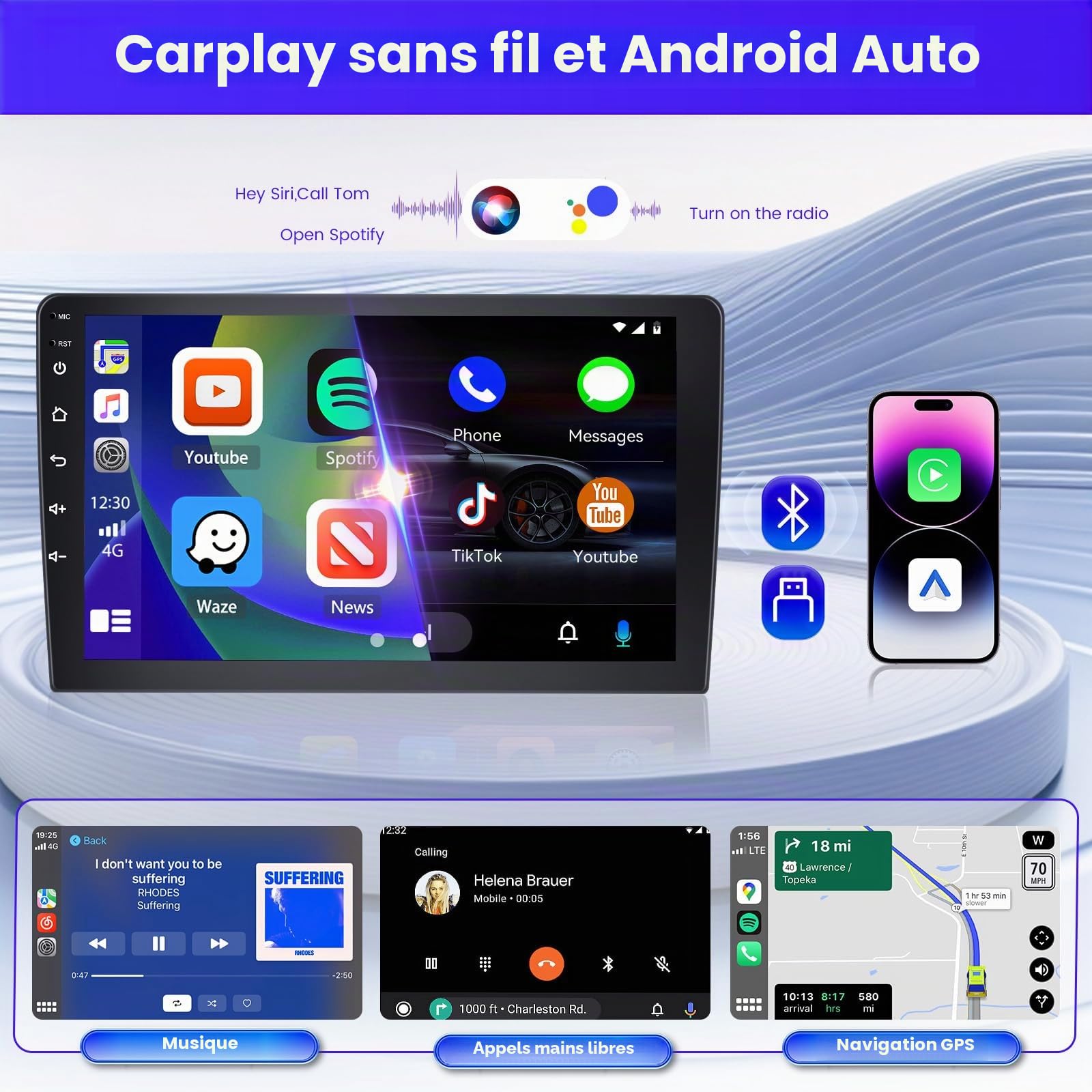 Inefala 2G+64G 9'' Radio pour Toyota Avensis T27 2008-2015, Android 15