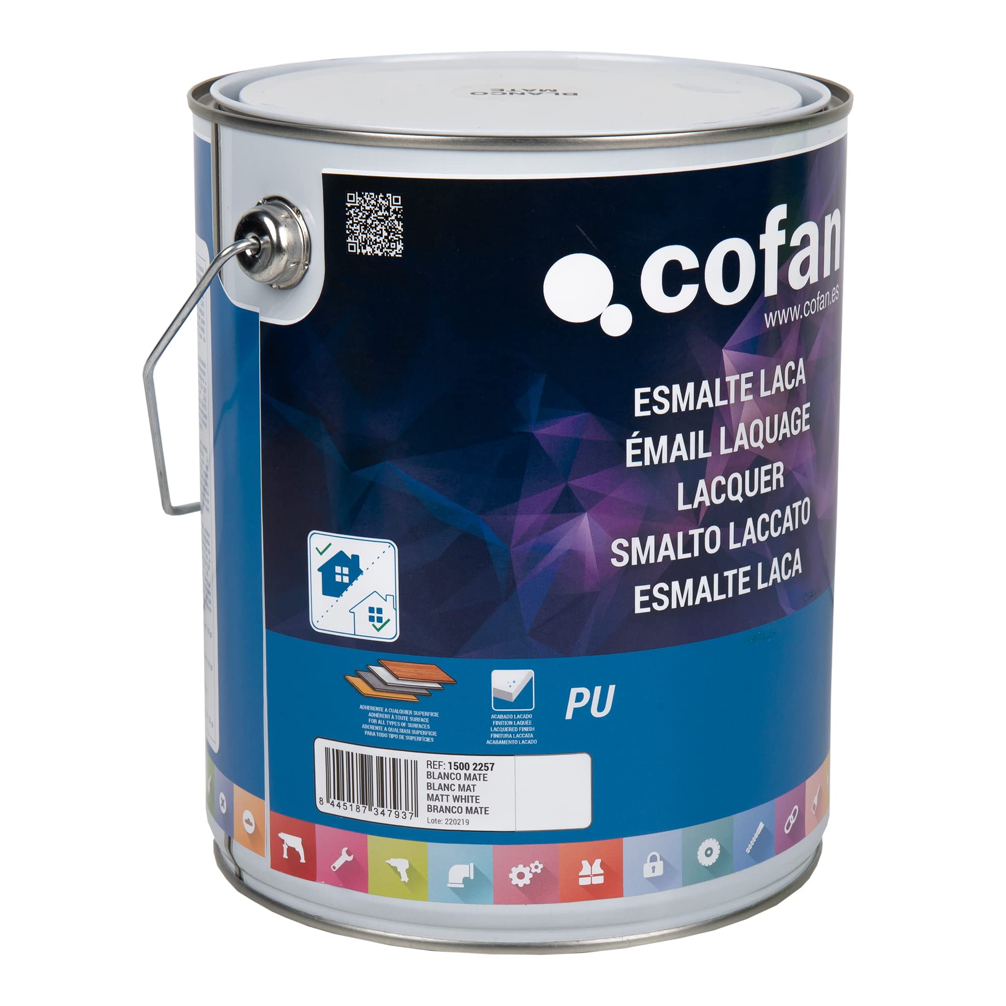 Cofan Smalto all’acqua effetto lacca | Colore: bianco opaco | 4 litri