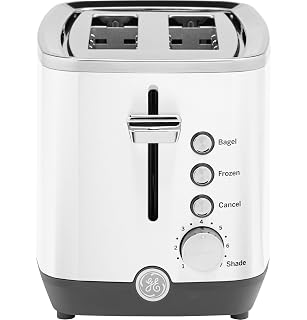 GE 2 Slice Toaster, Extra Wide Slots for Toasting Bagels, Breads, Waffles & More, 7 Adjustable Shade Settings, Removable Crumb Tray, Countertop Kitchen Essentials, 850 Watts, White - Amazon product rated Grade A