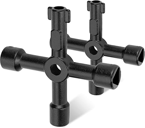 HAUTMEC - Llave cruzada, universal y multifuncional de 4 vías, aleación de zinc, para fontaneros y electricistas, herramientas para válvulas,