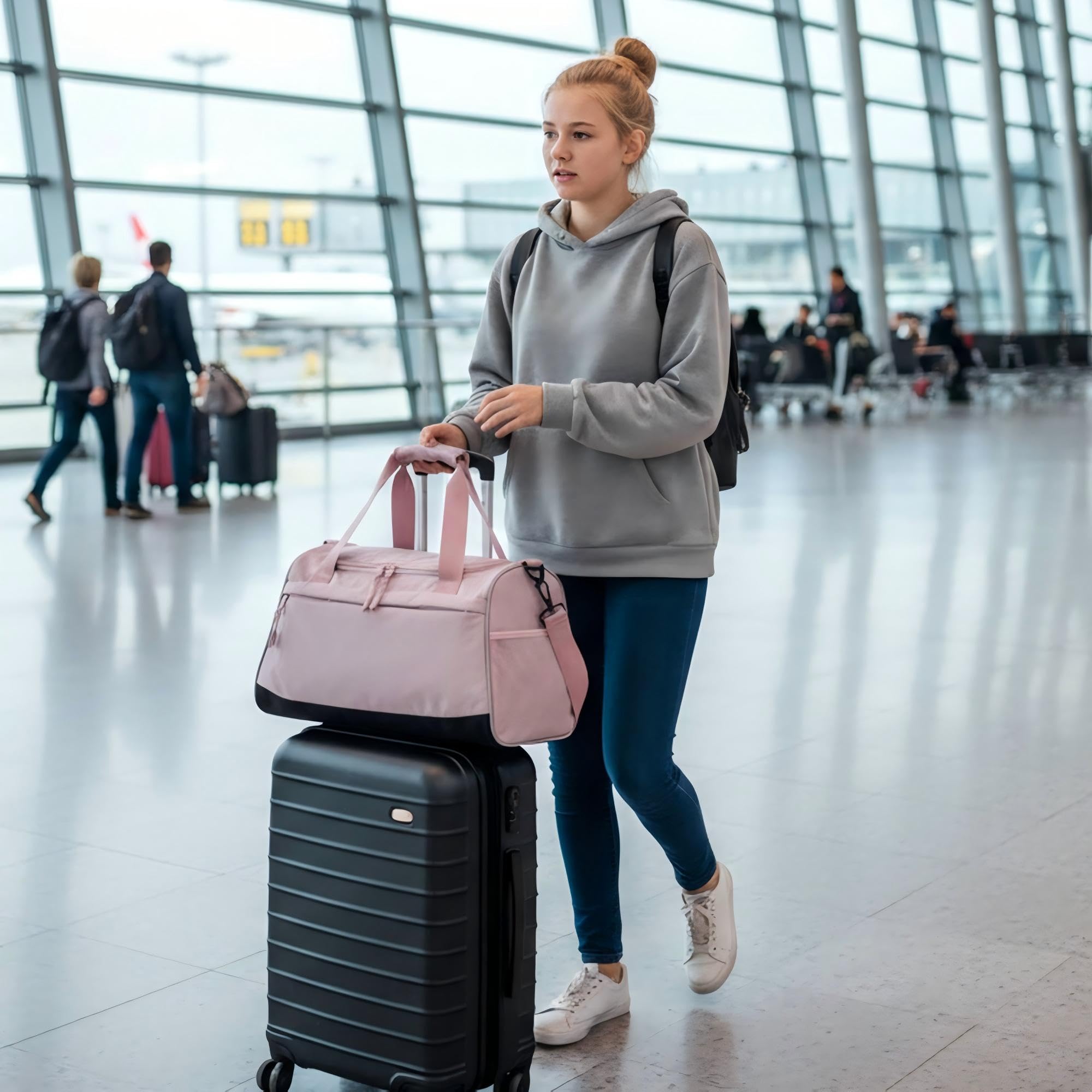 Zedelmaier Sporttasche Kinder Mädchen Leichte Reisetasche Wasserabweisende Schwimmtasche Kinder 30L Sporttasche Mädchen Tragbare Kindersporttasche für Sportstunden, Sportverein, Urlaub (Rosa)