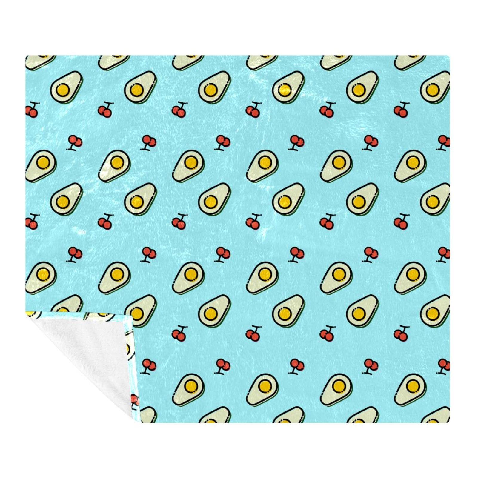Couverture polaire literie avocat de dessin animé fruits bleus pour lit et canapé chambre