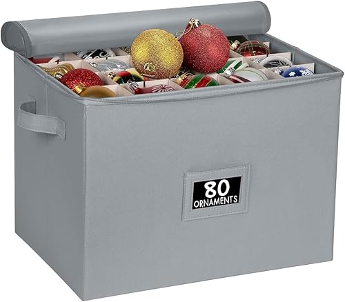 Contenedor de almacenamiento de adornos navideños con divisores  Caja grande que almacena hasta 80-3, cómodo, ajustable, resistente, duradero, 600D,