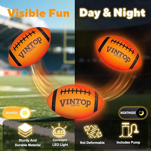 Miniatura 3 de VINTOP Fútbol con luz LED que brilla en la oscuridad para niños y adultos, incluye bomba de aire gratis, pelota deportiva resistente y duradera,