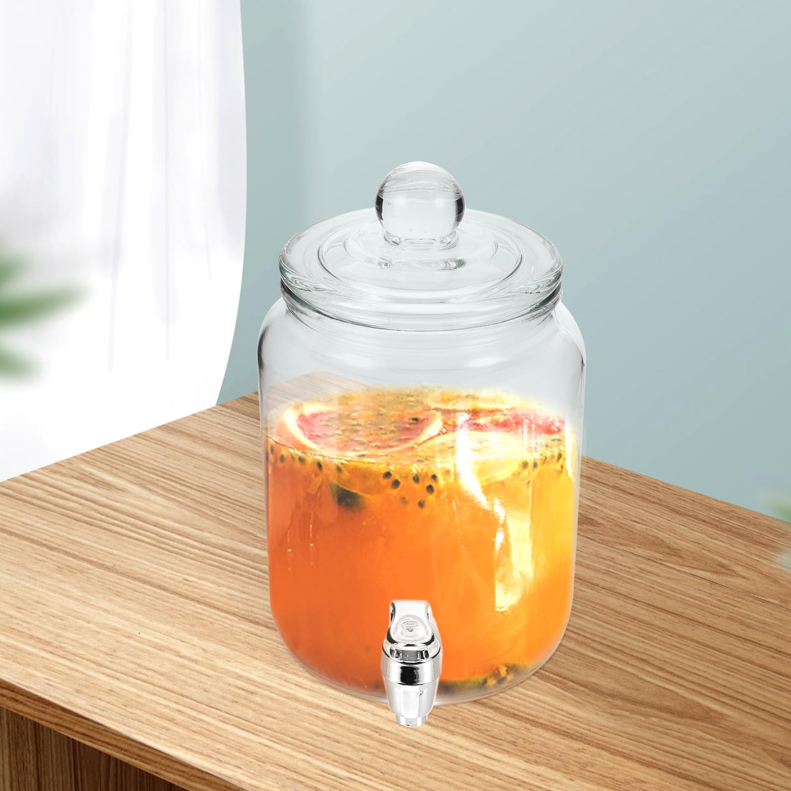 PACKOVE Weinkrug aus Glas mit Zapfhahn und Luftdichtem Verschluss Klarer Stil Praktisches Design zum Aufbewahren von Wein und Saft für Zuhause und Partys