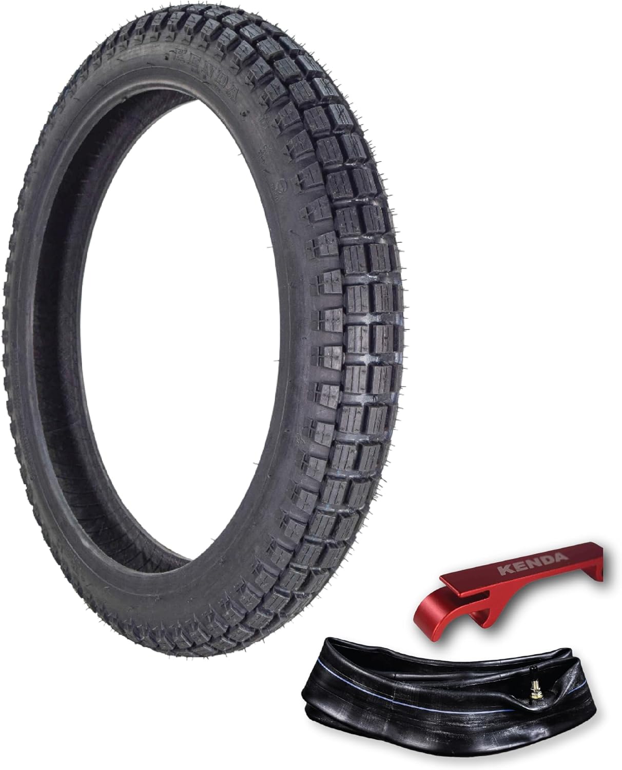 Kenda Small Block K262 Tube-Type (TT) Tires for Small Street and Trail Bikes, Dirt Bikes, and Scooters - Durable Off-Road and On-Road Performance with Keychain