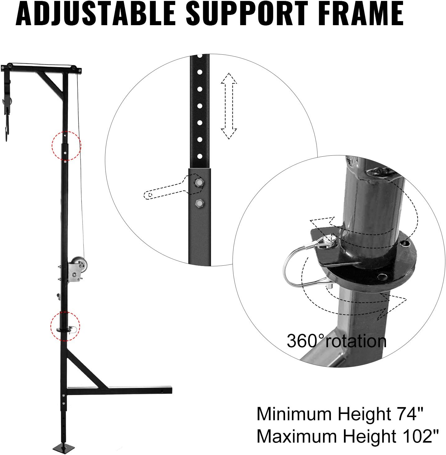 VEVOR Hitch Mounted Deer Hoist, 500lbs Capacity Hitch Game Hoist, 2'' Truck Hitch Deer Hoist with Winch Lift Gambrel Set, Foot Base, Adjustable Height and 360 Degrees Swivel for Hunting, Hanging : Sports & Outdoors