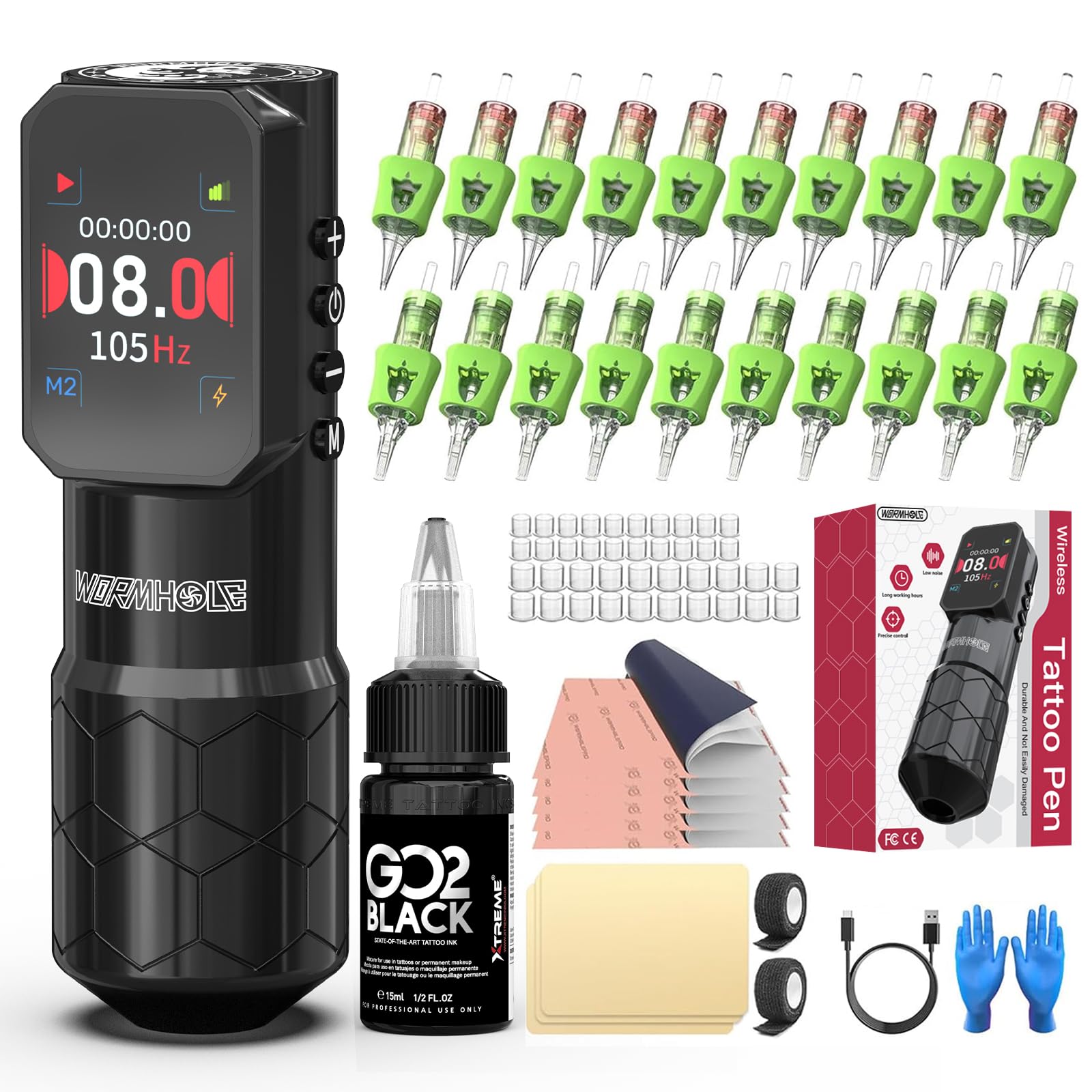 Amazon.com: Wormhole Wireless Tattoo Gun Kit with 1500mAh Battery