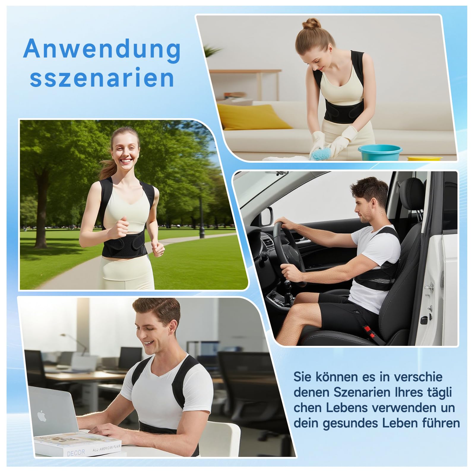 ZSZBACE Rücken Geradehalter, Verstellbare Rückenstützgürtel Haltungskorrektur, Rückengurt Herren Damen, Gerader Rückenstütze, Haltungstrainer Lindert Schmerzlinderung Rückenschmerzen(M)