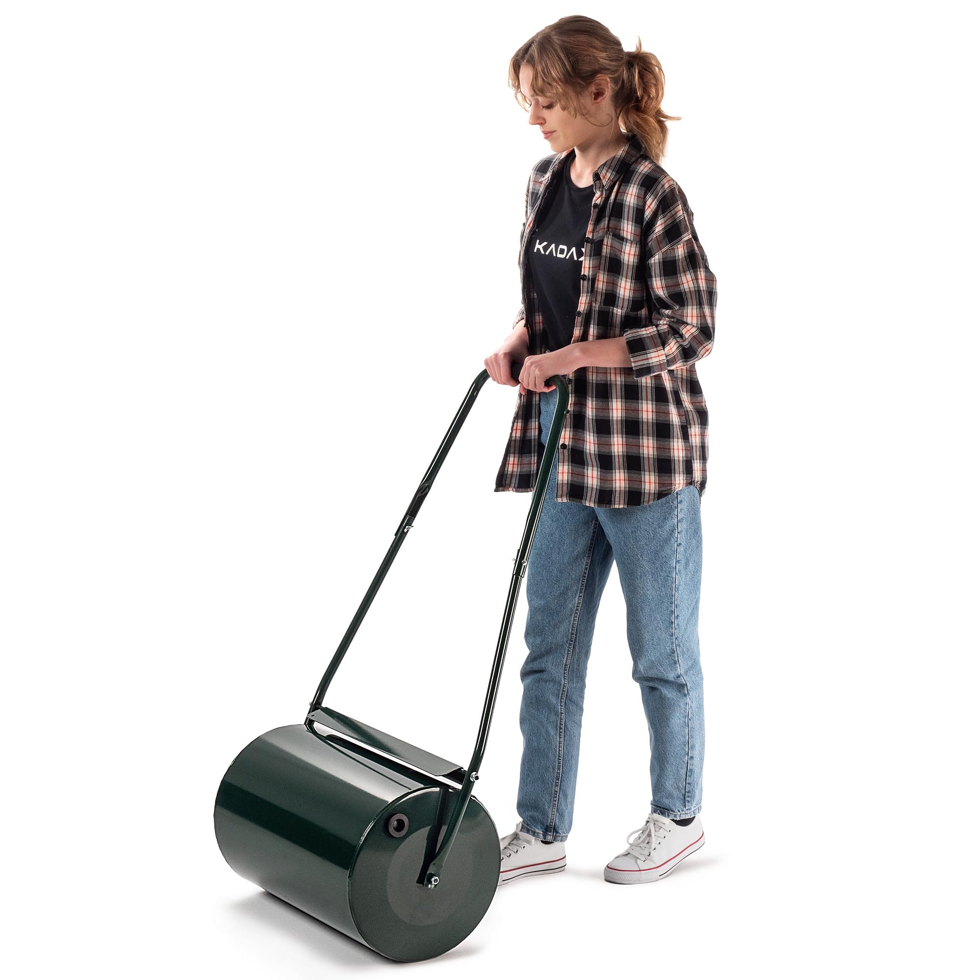 KADAX Rouleau à gazon, 50 cm de largeur, 32 cm de diamètre, remplissable avec de l'eau ou du sable, rouleau de jardin en métal, rouleau pour gazon pour l'entretien de la pelouse et la compactage du