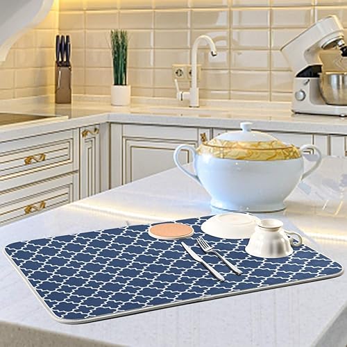 Miniatura 6 de Tapete de secado de platos súper absorbente, de microfibra, de secado rápido, de 24 x 18 pulgadas, tapete de secado de platos de cocina, acuarela,