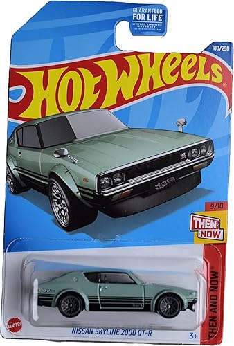 Hot Wheels Nissan Skyline 2000 GT-R, entonces y ahora 9/10, verde