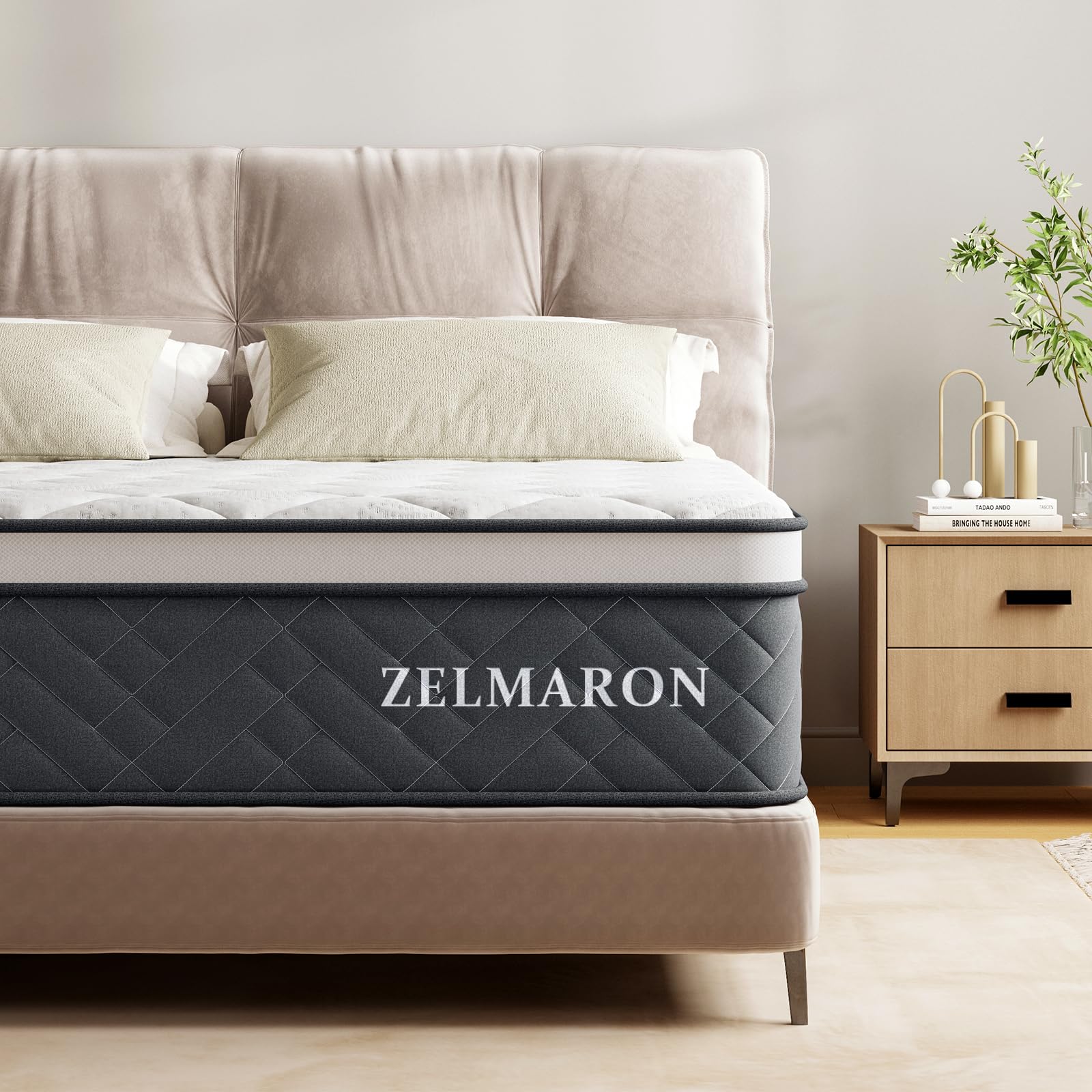 Zelmaron Double Mattresses, 12 Inch Innerspring Hybrid Mattress 4FT6 with Pocket Sprung & Breathable Foam - Medium Firm Mattress, Motion Isolation (135x190x30cm)