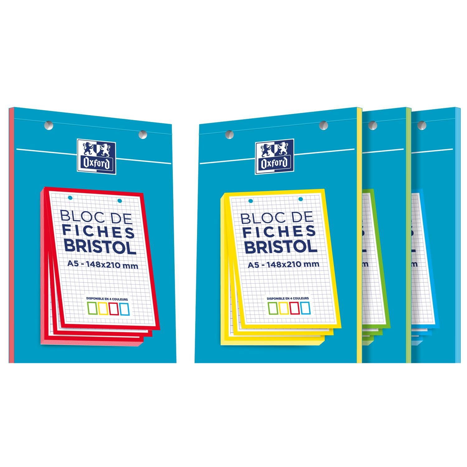 Oxford Bristol 2.0 flashcard 2-gaats A5 geruit 5mm 210g 30 vel assorti