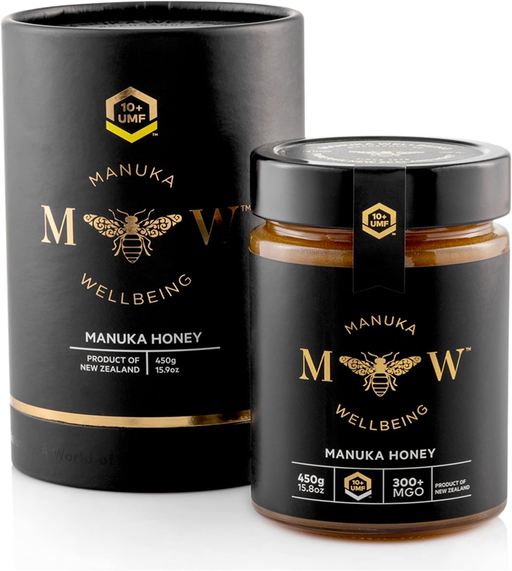 Organic Manuka Honey UMF 10+ MGO 300+ from Manuka Wellbeing, New Zealand’s #1 Manuka Brand, Raw Honey, Certified by the UMF Honey Association, Traceable from Hive to Hand - 450gm