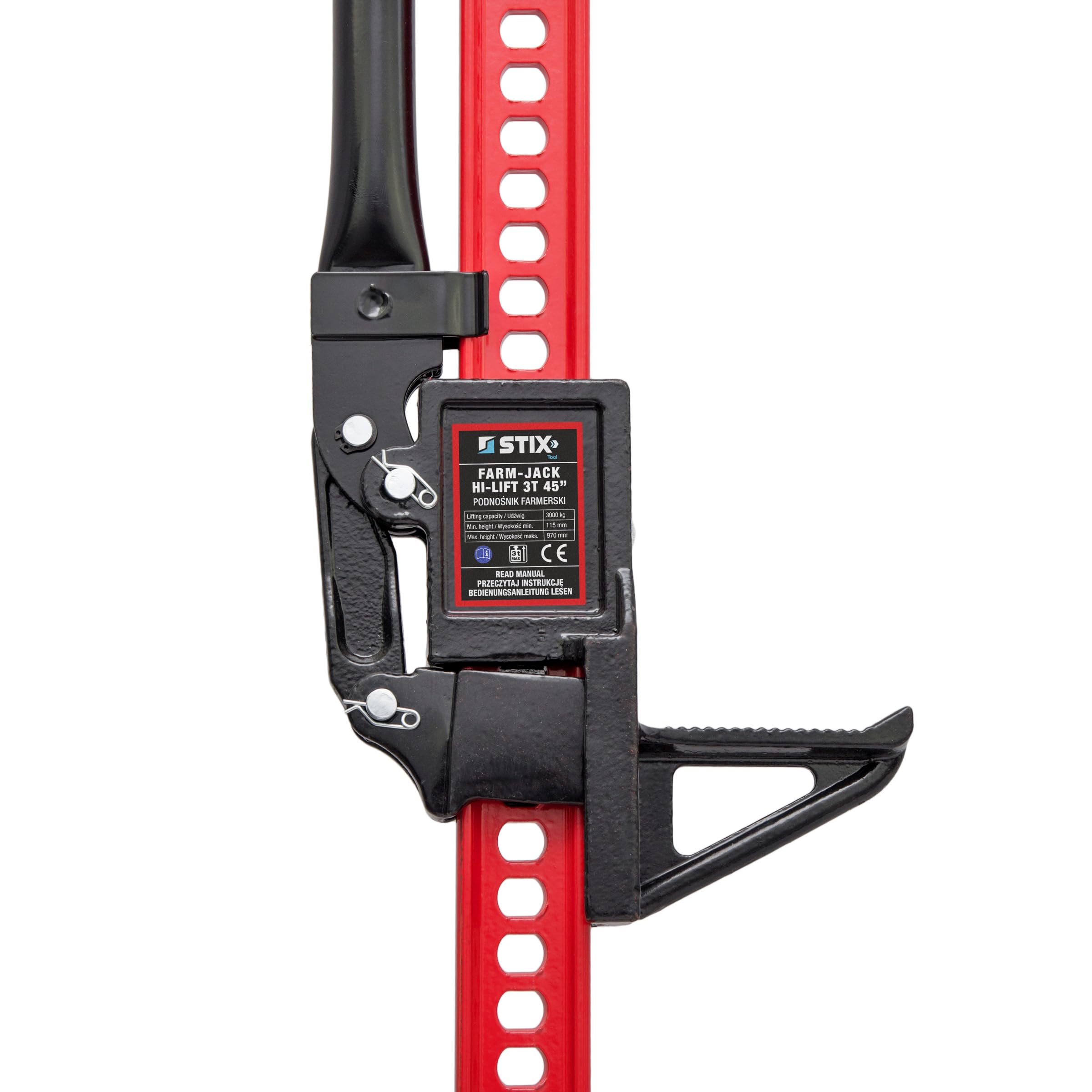 STIX Hi-Lift Cric Off-Road 3T, Hauteur de Levage Jusqu'à 97 cm, pour 4x4, SUV, ATV, Tracteur, Charge Maximale 3 Tonnes