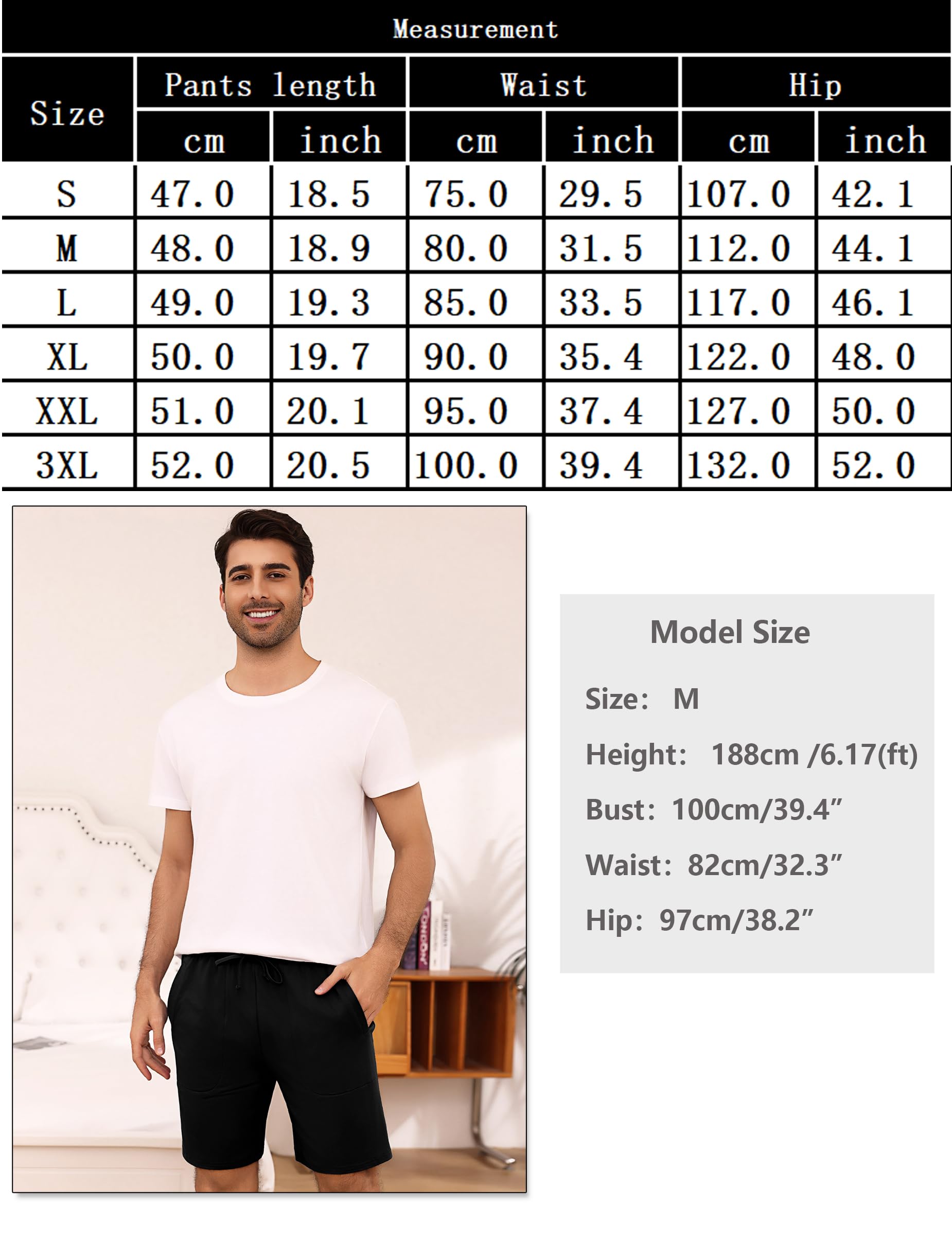 Aseniza Schlafanzughose Herren Kurz Baumwolle Schlafhose Shorty Pyjamahose Kurze Schlafshorts Sommer Bermudahose Loungewear für Männer