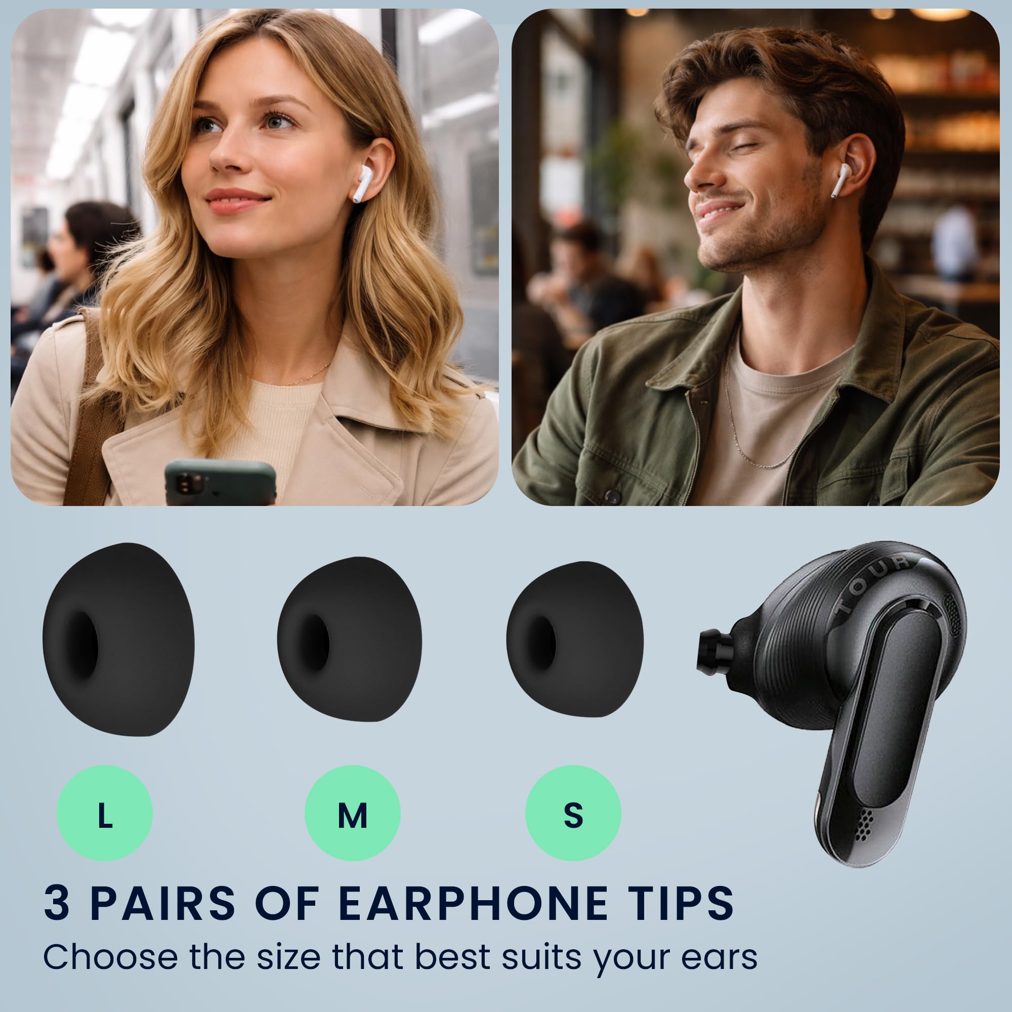 Amazon | kwmobile 6x イヤーチップ JBL Tour Pro 2対応 イヤーピース