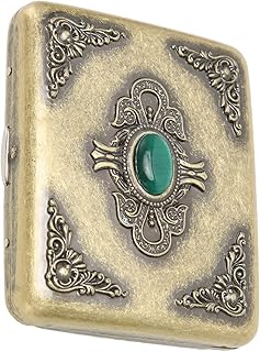 Cigarette Pocket Holder, Open Double Sided Spring Clip Brass Metal Cigarette Case Box Spring Button for 20 Cigarettes for Outdoor(Flowers)