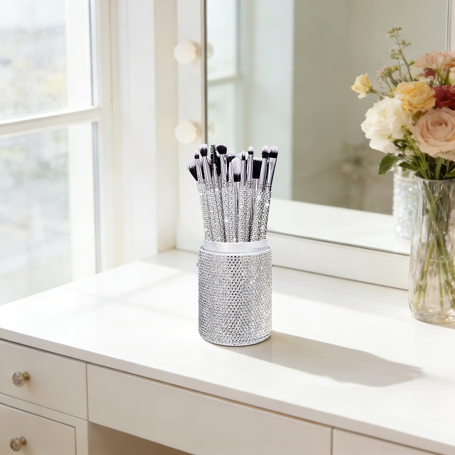 Lot de 14 pinceaux de maquillage professionnels ultra doux pour le visage, les cosmétiques, les anti-cernes, les ombres à paupières, avec support