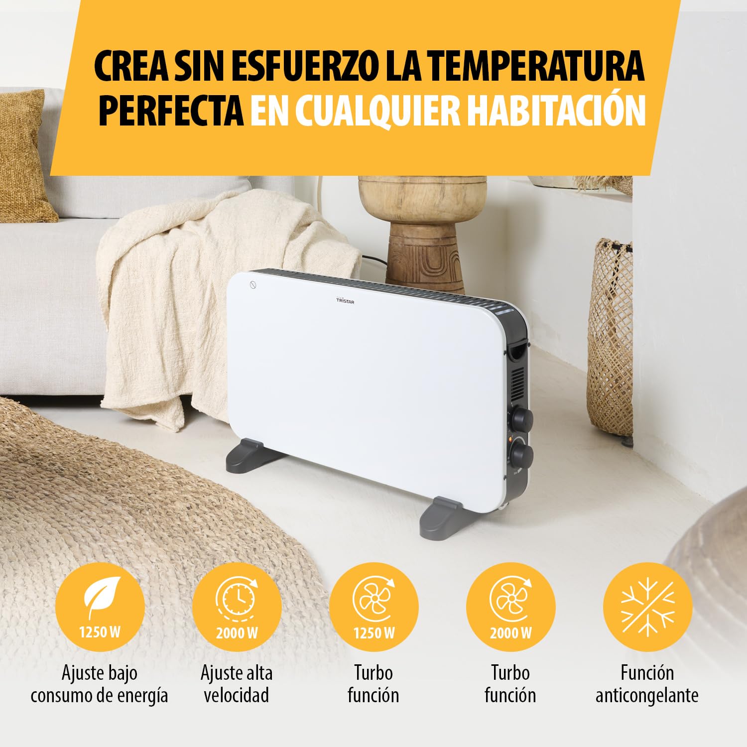 Tristar KA-5813 Radiador convector – 2000 W – Modo turbo, blanco