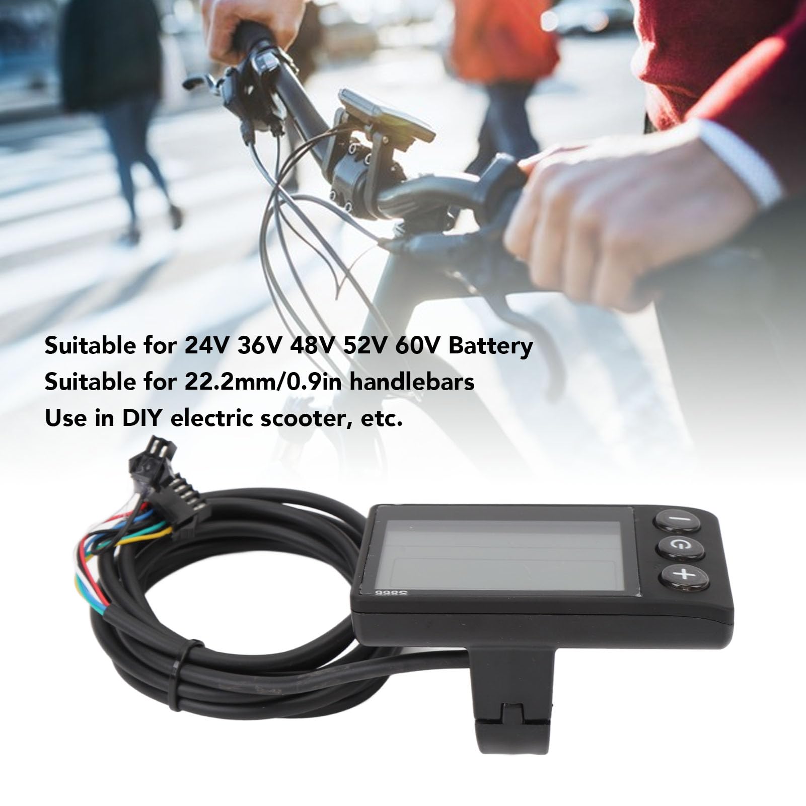 Tbest Panneau D'affichage LCD de Scooter, Panneau de Commande de Scooter électrique avec Matériau ABS adapté au Guidon de 22, 2 Mm pour Le Cycle électrique