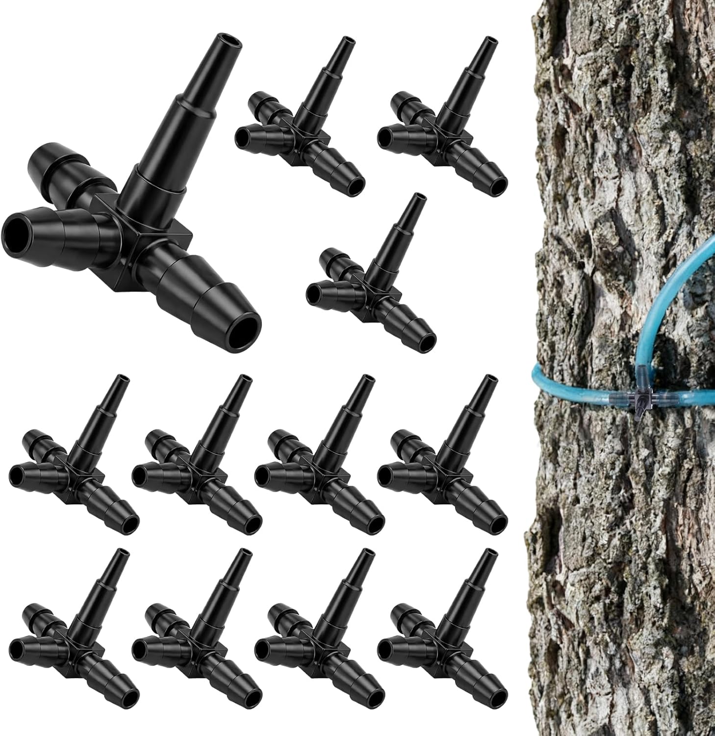 Nuanchu 12 Pcs Maple Sap Tubing Tee Fittings 5/16" Tree Barbed T Taps Nylon Tree Saver Spouts Maple Syrup Spiles for Experts or Beginners Syrup Collection Supplies