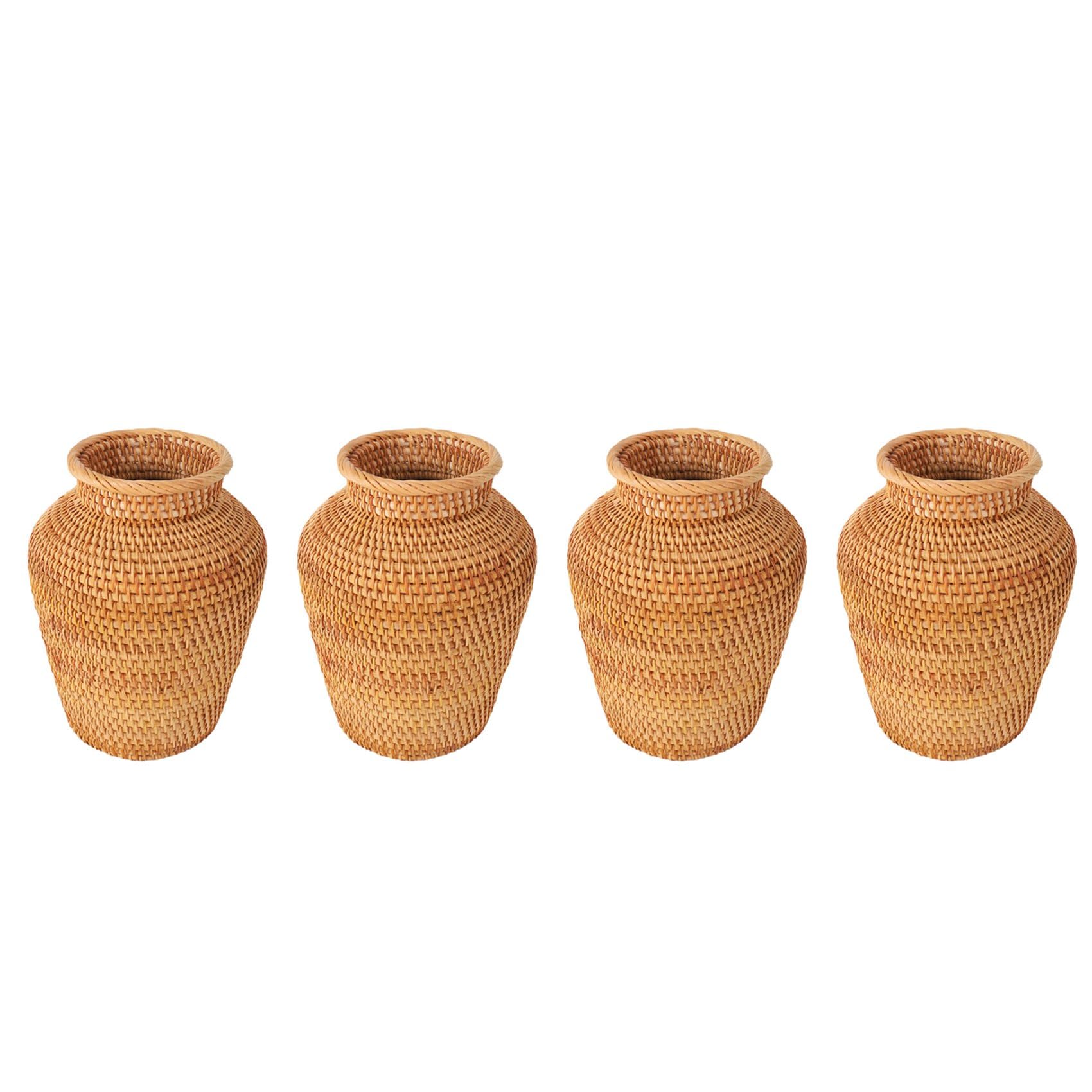 Hndhbfgrt 4X Rattan Woven Vase Art Vase Fashion Tabletop Decoration Plants Flower Pot Faddish Home Gardening Supplies Flower