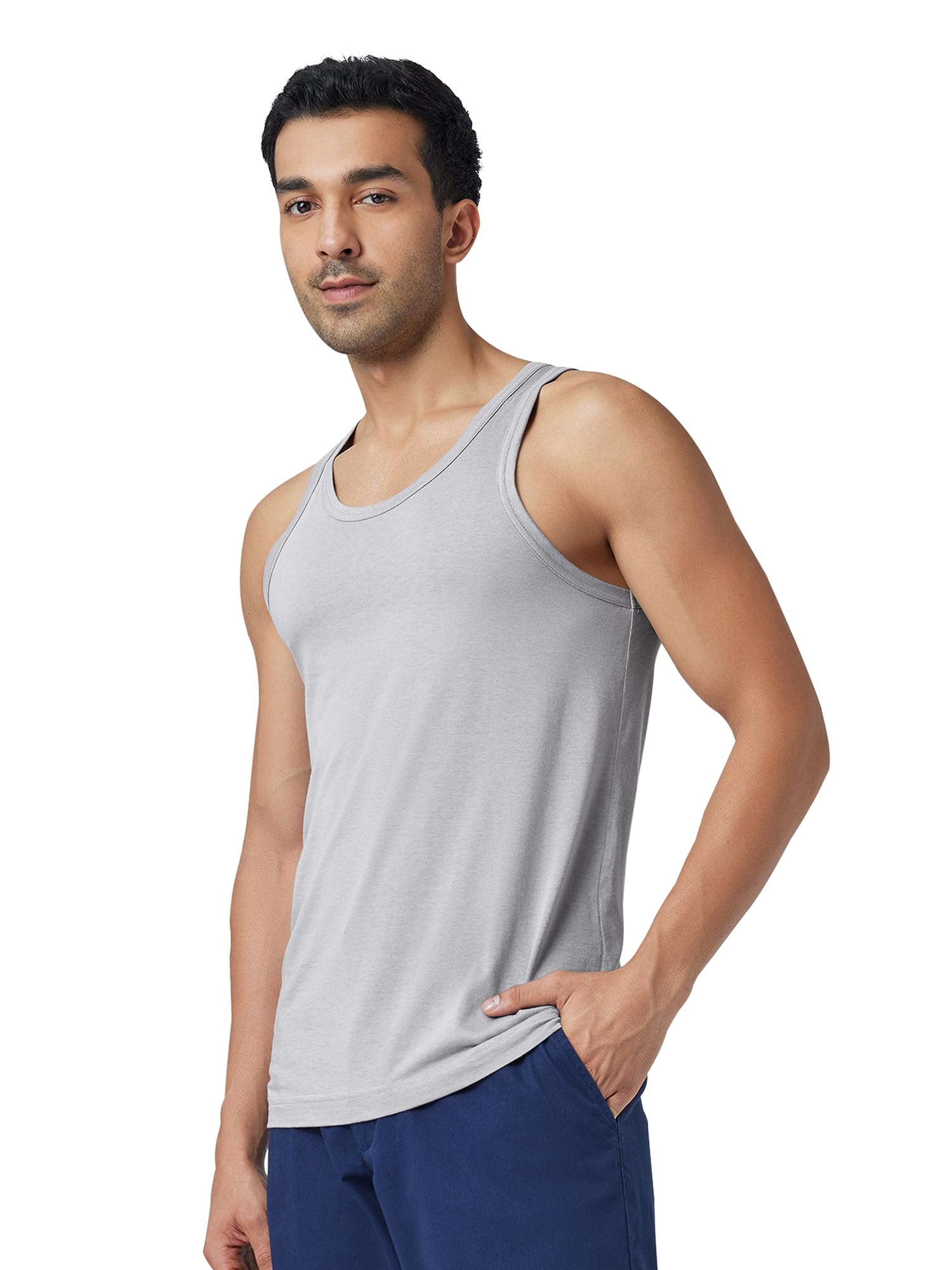 xyxx Men's Ace Cotton Modal Regular Fit Solid Round Neck Vest | Antimicrobial, Moisture Wicking, Lightweight Vest with Tag free comfort-picture-33