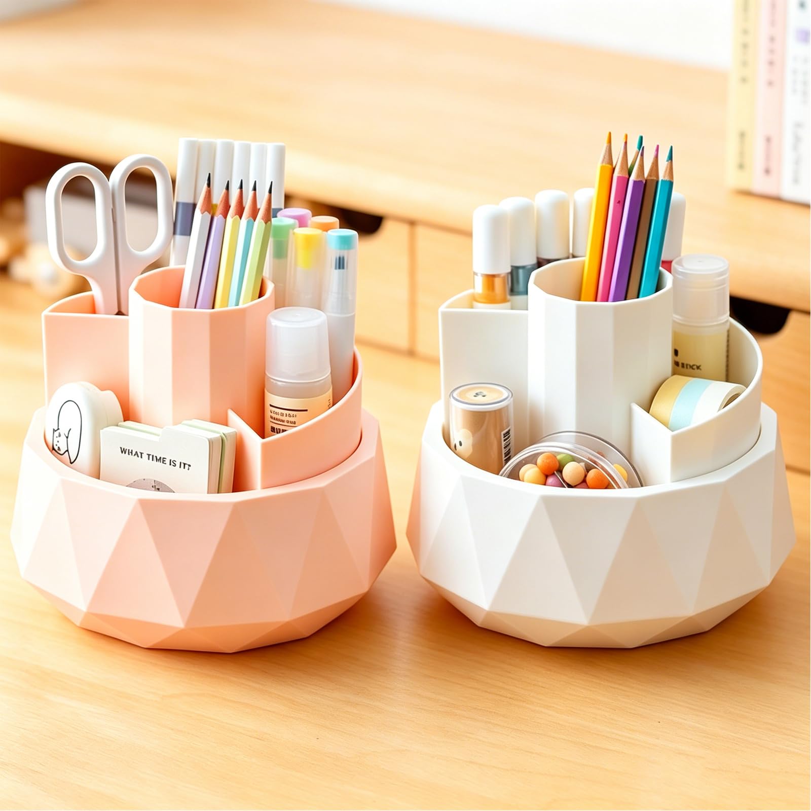 GOTDYBST Schreibtisch Organizer, 360 Grad Stiftehalter Drehbar, 5 Fächern | Stifte Organizer, Weißer Minimalismus, Stiftehalter Schreibtisch für Büro, Schule, Zuhause GOTDYBST Schreibtisch Organizer, 360 Grad Stiftehalter Drehbar, 5 Fächern | Stifte Organizer, Weißer Minimalismus, Stiftehalter Schreibtisch für Büro, Schule, Zuhause