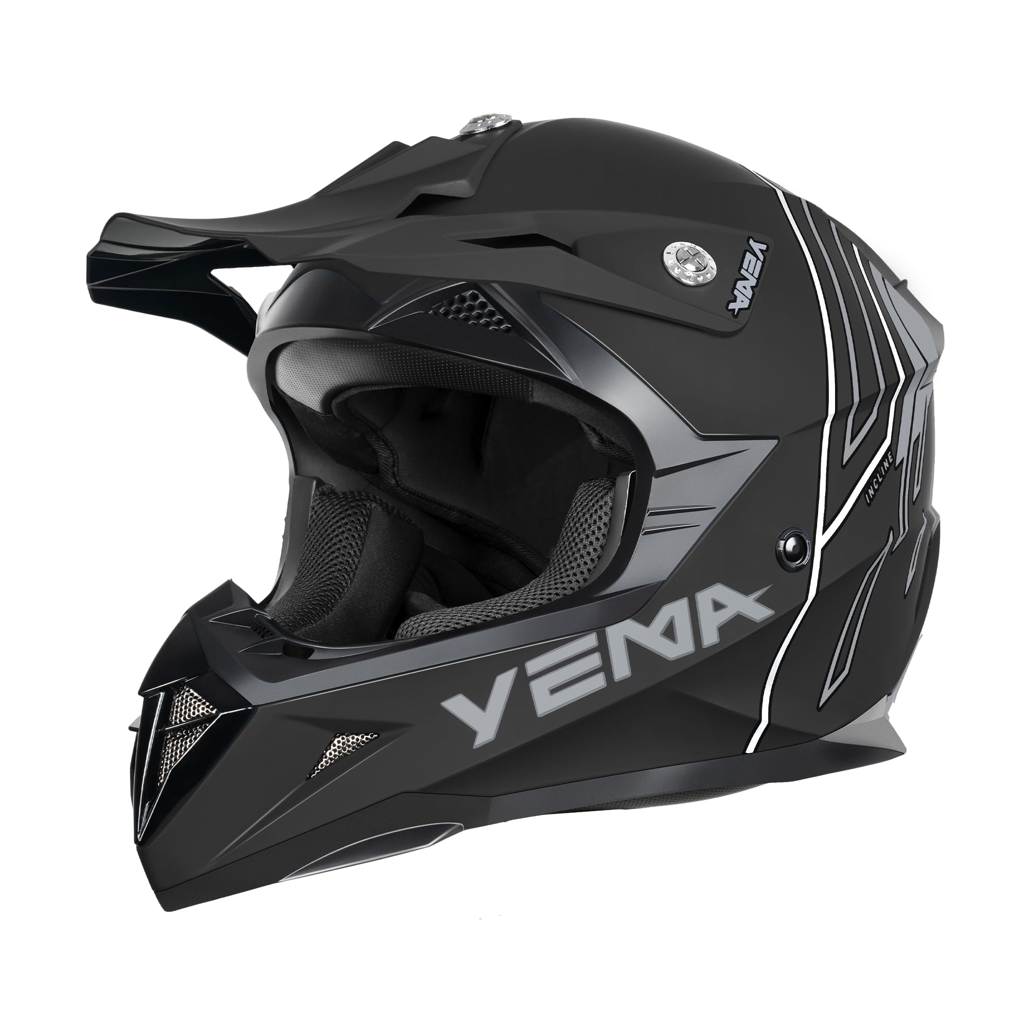 YEMA Adults Dirt Bike Helmets, Ventilated Motocross ATV Dirtbike Offroad BMX MX Helmets, DOT Approved Motorcycle Helmets, YM-915, Black