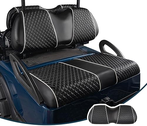 Miniatura 8 de NOKINS Fundas de asiento de carrito de golf para Club Car DS OEM, cojín de asiento delantero ordinario, respaldo de cuero de vinilo con diamantes