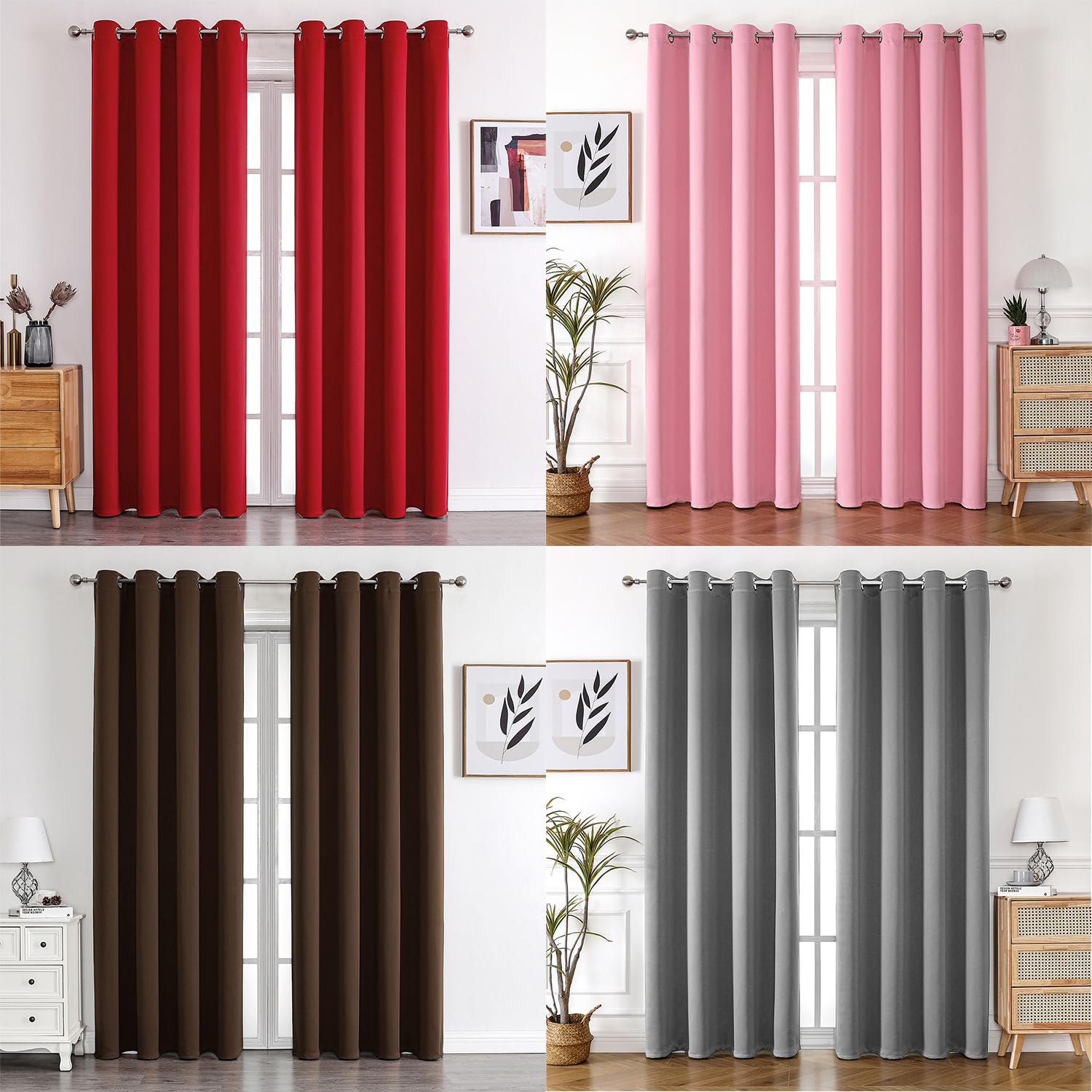 Thermo-Verdunkelungsvorhänge, 2 Stück, Ilating Kälteschutz, Ösen, Schlafzimmer, Grau / Weiß, 140 x 260 cm, energieeffiziente wärmeisolierende Vorhänge