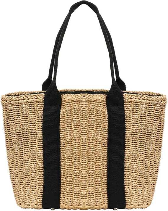 Amazon Leole レオーレ ストローバッグ レディース テープハンドル かごバッグ 内布付き巾着 草編みバッグ 手作り 2way 手提げ 肩掛け トートバッグ パーチャス バッグ人気 ファッション 大容量 通勤 通学 ハンドバッグ カーキ Leole レオーレ カゴバッグ
