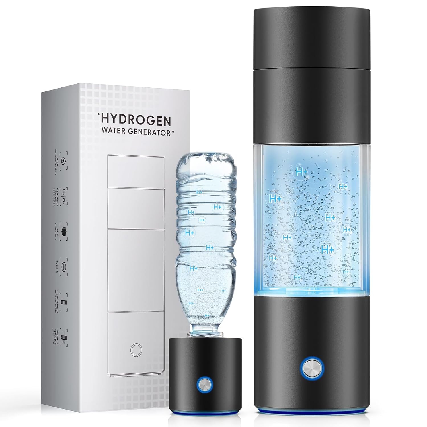 Hydrogen Water Bottle Generator,4500PPB SPE/PEM Tech -Electrolysis Water Ionizer -11.3 OZ Hydro Water Bottle, Portable Rich Hydrogen Water Machine, Health Gifts for Husband, Wife,Family,Friend,Travel