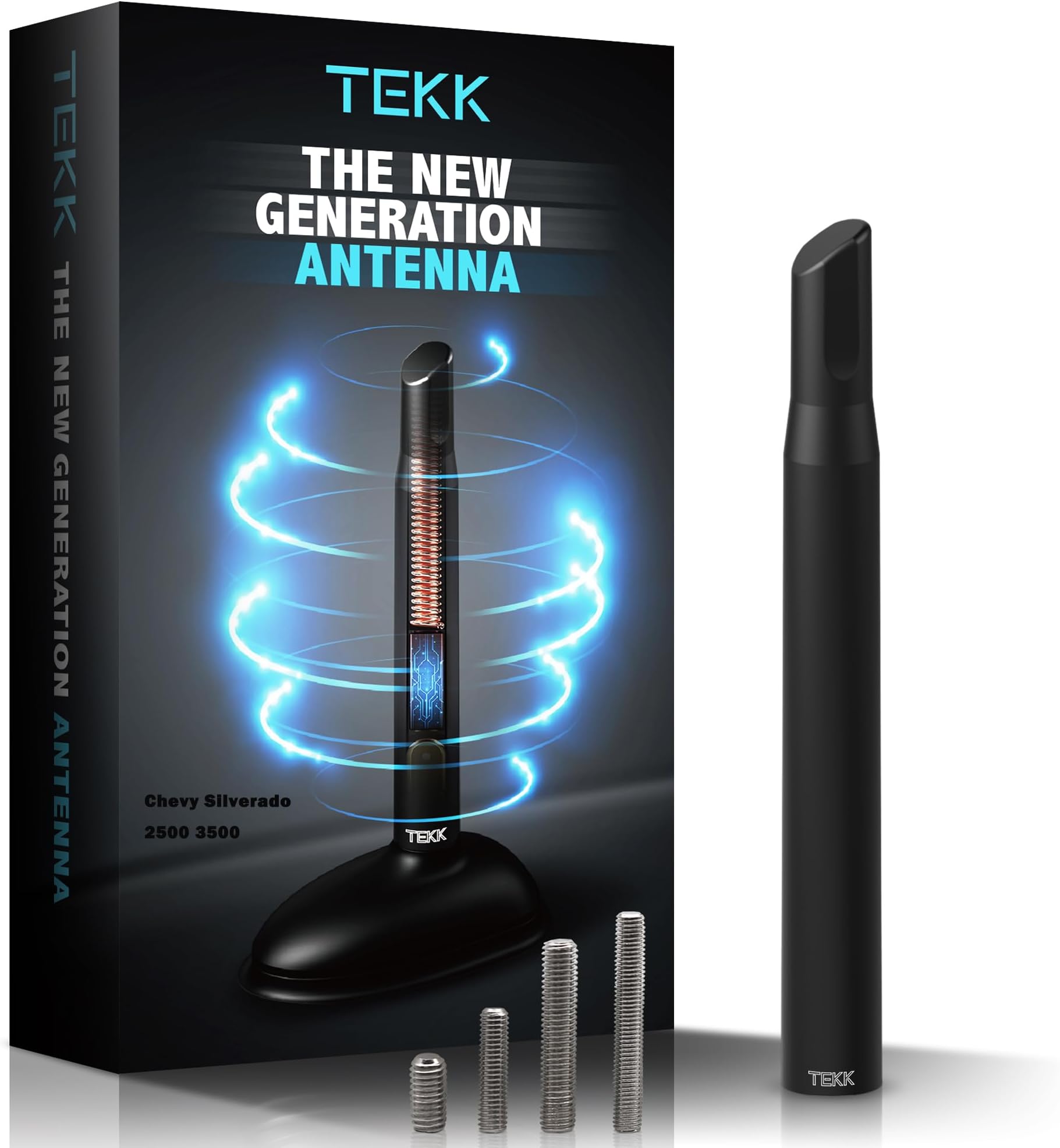 Tekk Short Antenna Compatible with 1999-2006 Chevy Silverado 2500 / Chevy Silverado 3500 / Designed for Optimized FM/AM Reception / 4.8 Inches