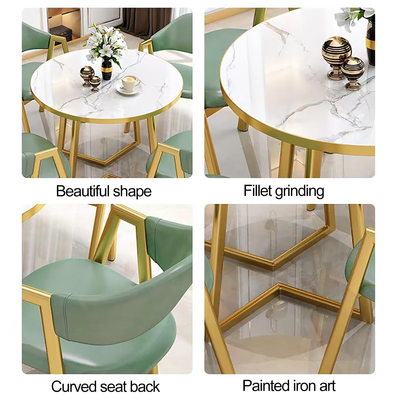 Set Tavolo Da Pranzo, Tavolo Da Pranzo Rotondo Set Con 4 Sedie, Tavolo Da Conferenza, Combinazione Tavolo E Sedia, Set Sala Da Pranzo, Ideale Per Biblioteca, Riunioni E Lounge 80cm ( Color : Yellow )