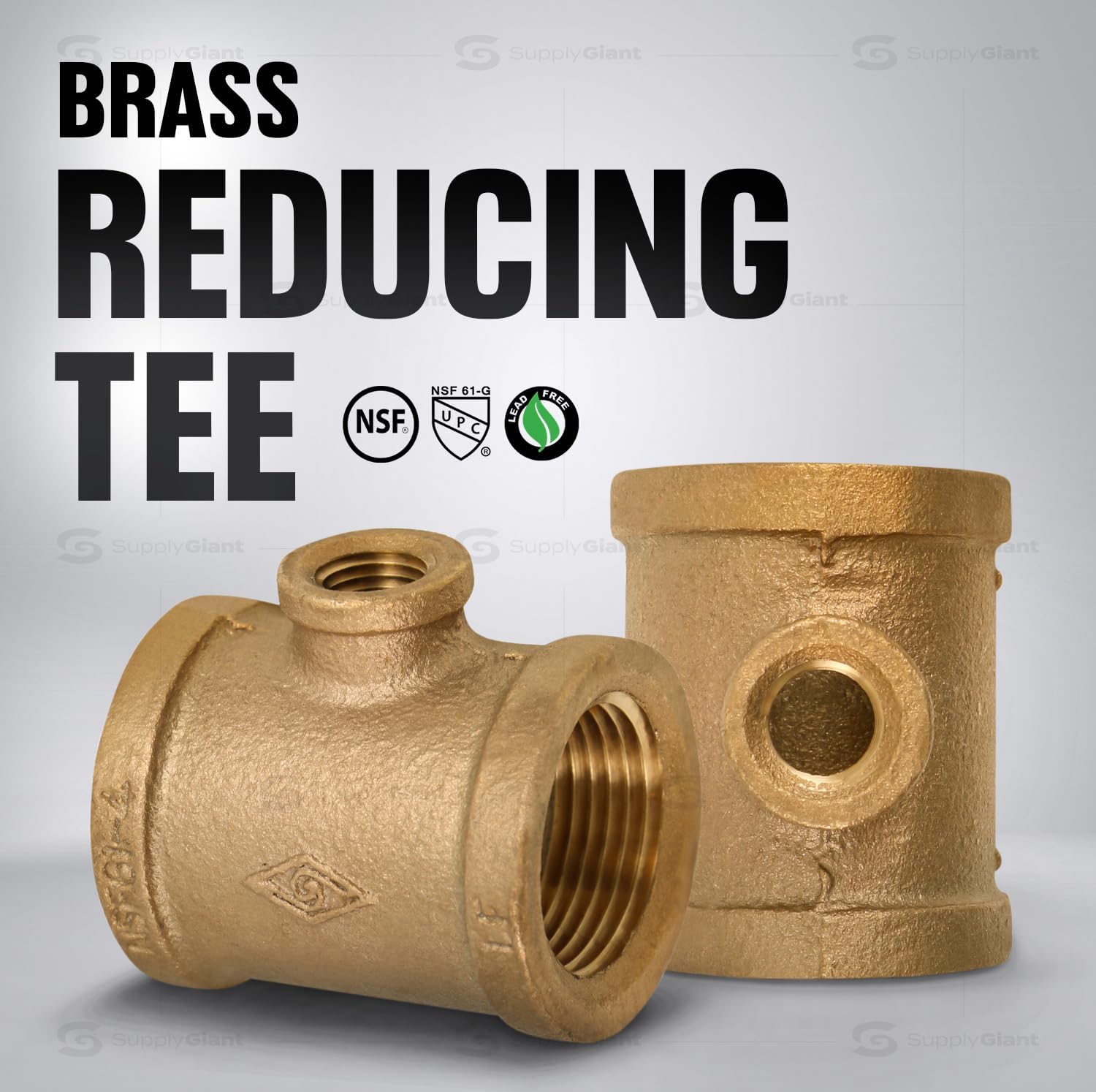 Supply Giant CSSU1140 1-1/4 in. x 3/8 in Brass Reducing Tee Two Size with Female Threaded Connections Ends, Construction, Higher Corrosion Resistance Economical & Easy to Install, 14