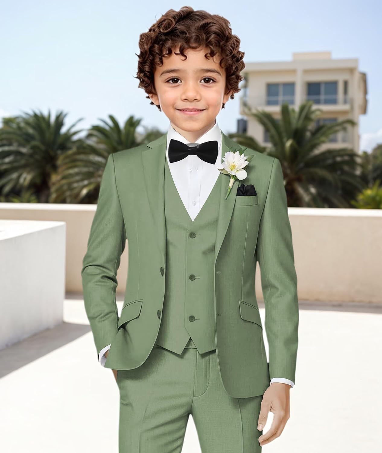 Boys Suit 4 Piece Slim Fit Formal Suits for Boys Teens Wedding Boy Communion School Clothes with Bowtie